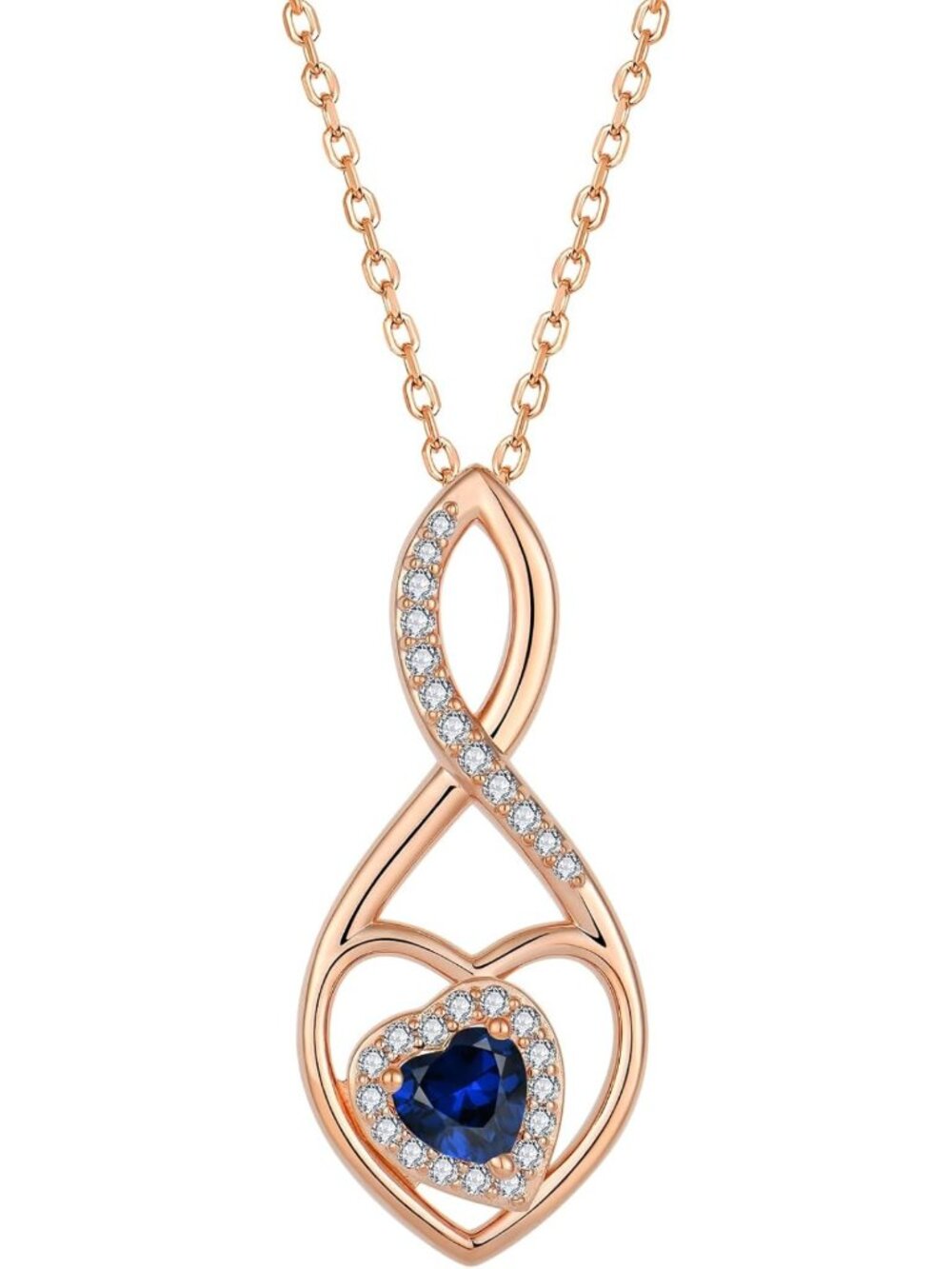 Elegant Rose Gold Infinity Heart Pendant Necklace for Women - Dainty Jewelry